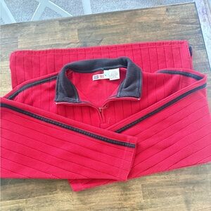 Faded Glory Red Zip-Up Sweater with Black Accents